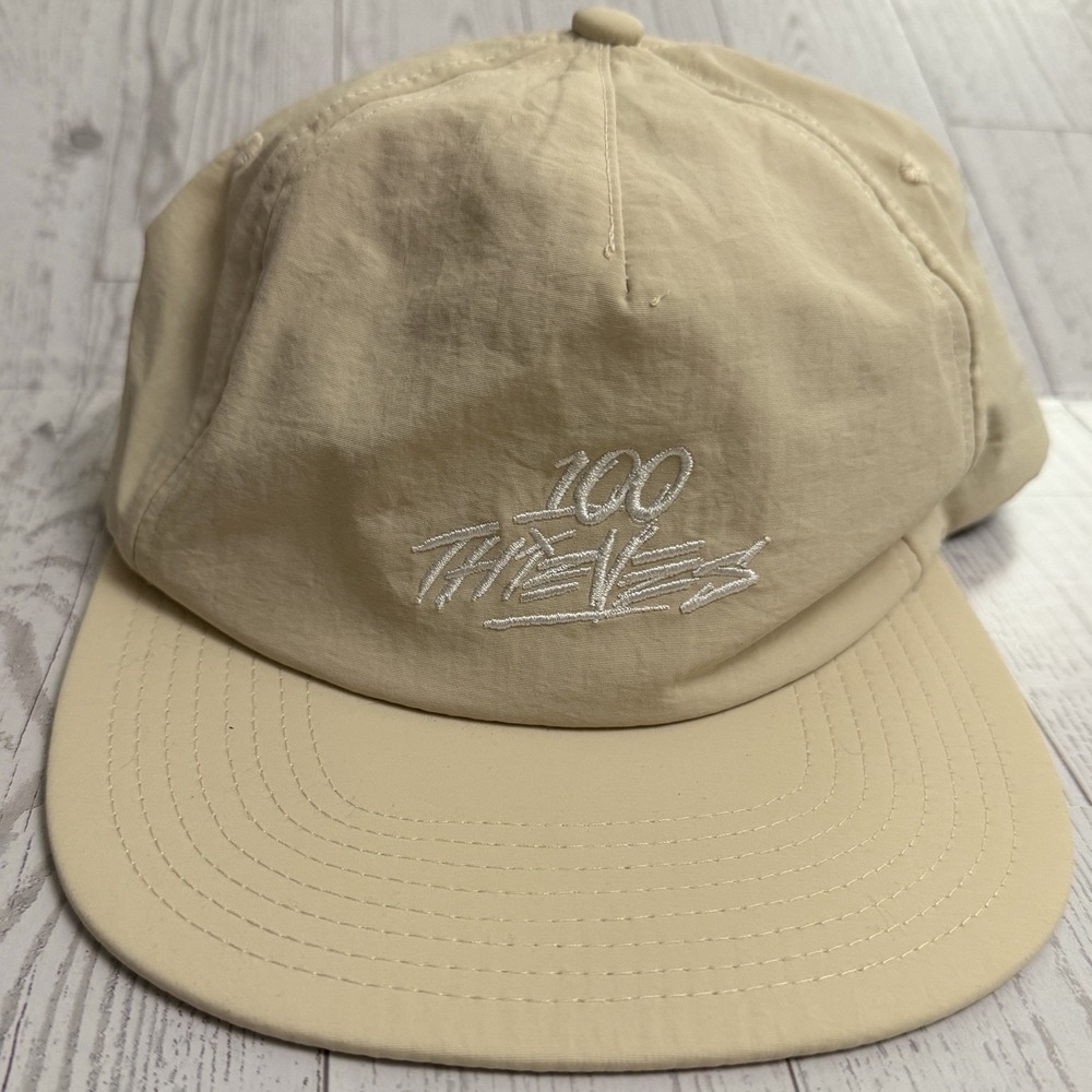 100 Thieves Baseball Hat Cap Foundations Nylon Snapback Unstructured Dad Beige‎